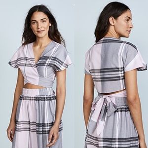 Mara Hoffman Nat Top in Pink Multi Check Plaid